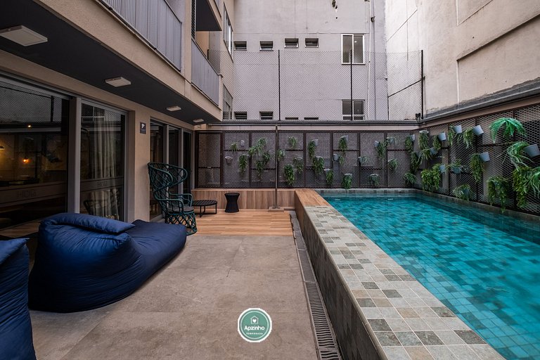 Estúdio na Lapa RJ | Hub Coliving com Piscina | Apartamento